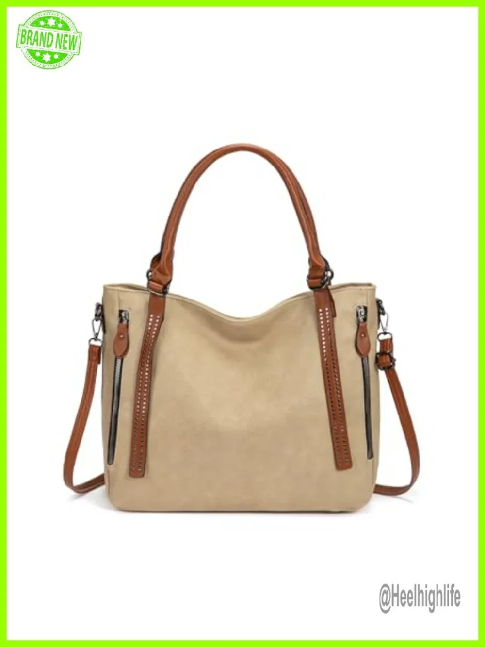 Vintage Slouchy Hobo Shoulder Bag Satchel Purse Vegan Leather Tote Adjustable